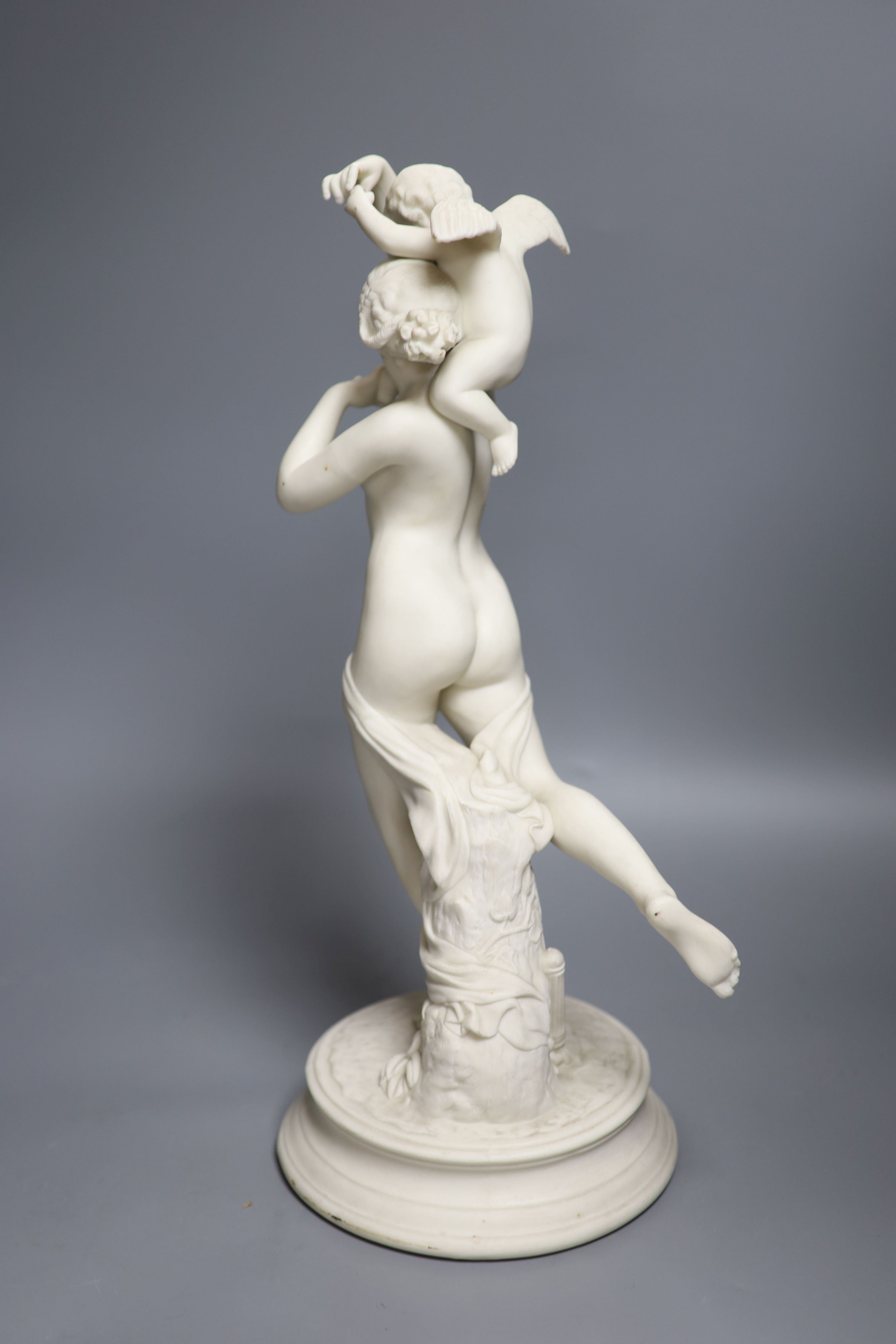 After C.A. Fraikin. A Victorian parian group, Diana and Cupid, height 46cm